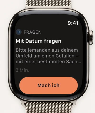 DayDare auf der Apple Watch: die Mutprobe für heute mit der Taste „Mach ich“