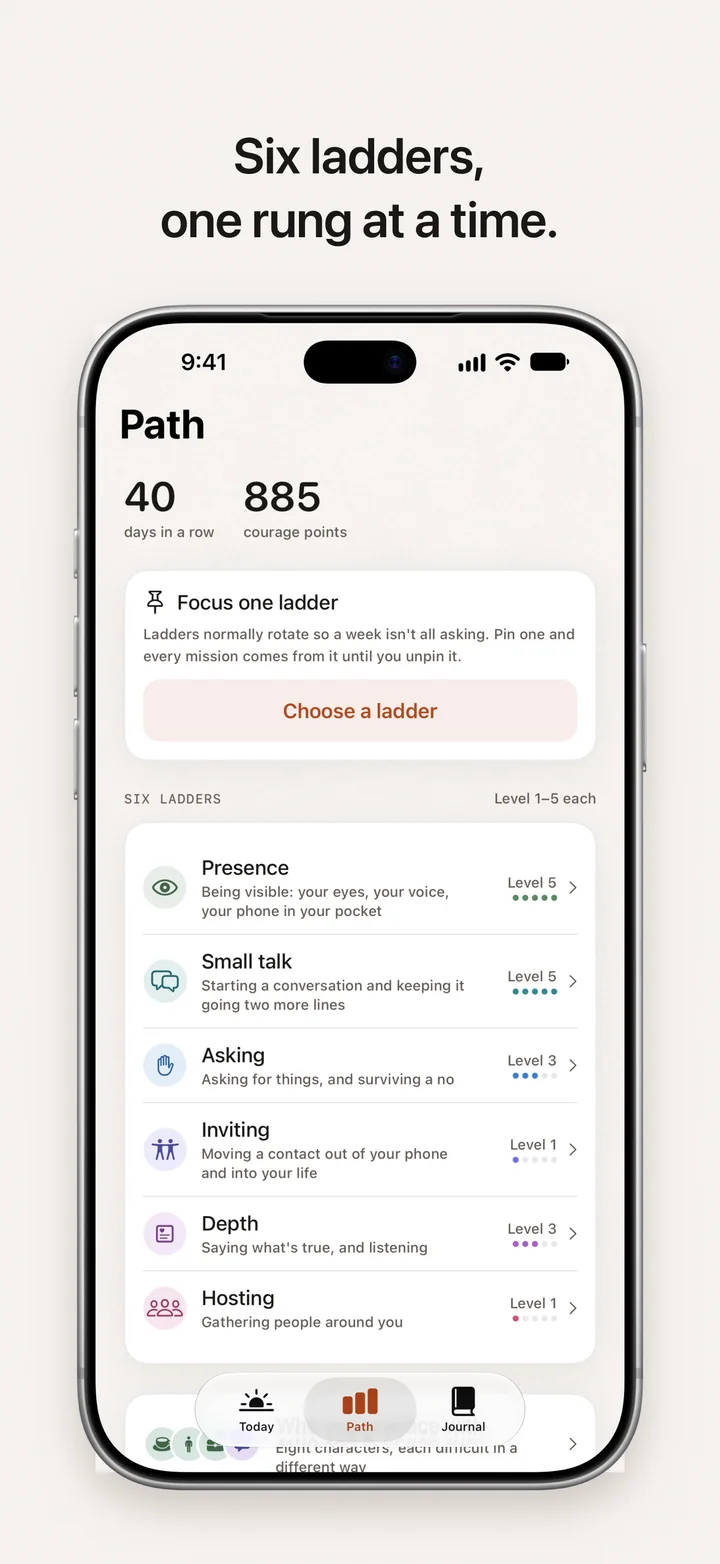 DayDare: six ladders, one rung at a time
