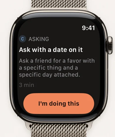 DayDare on Apple Watch: today’s mission with an I’m doing this button