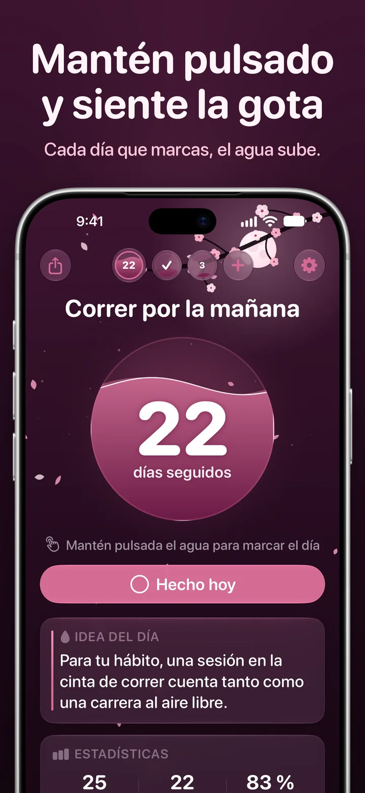 Ripply: mantén pulsada el agua para marcar el día