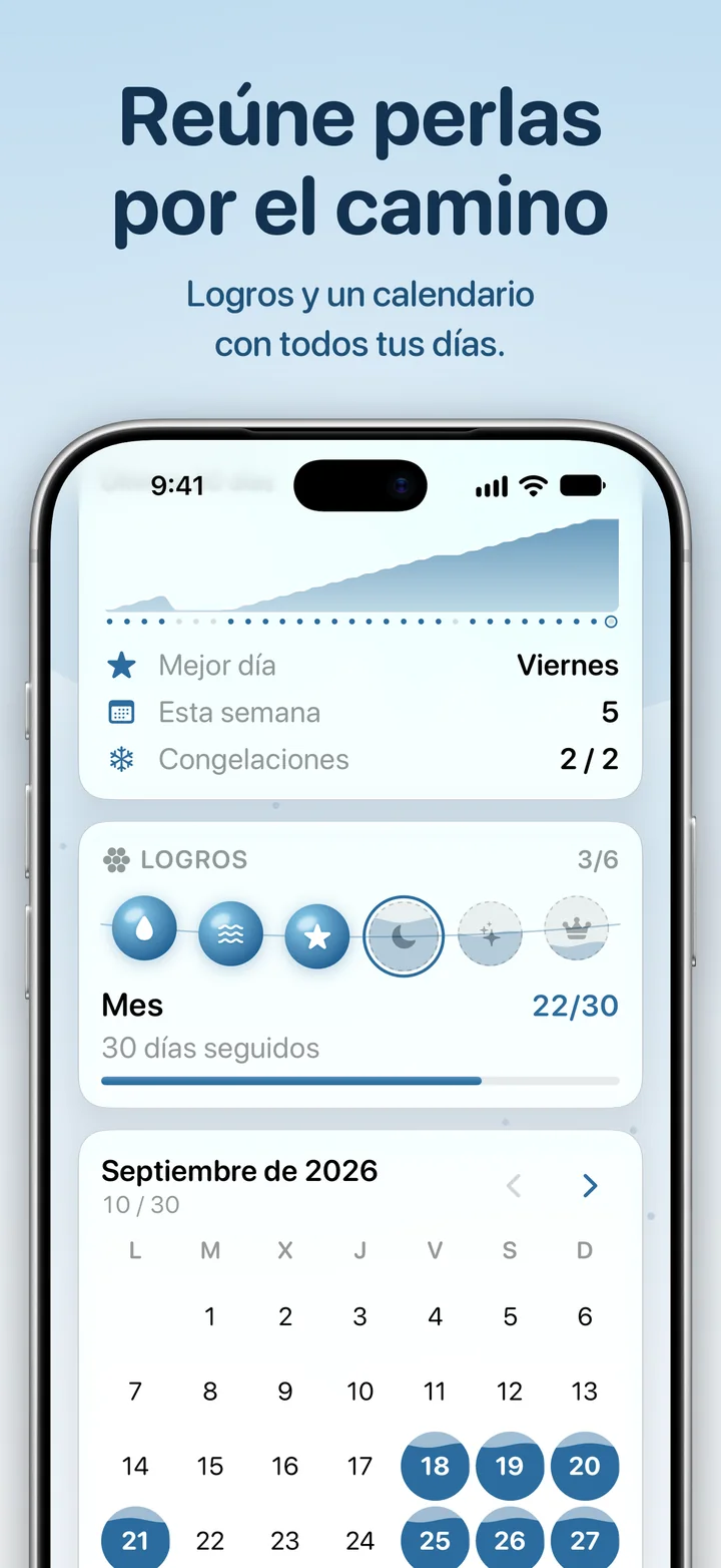 Ripply: perlas para cada hito y un calendario de días cumplidos