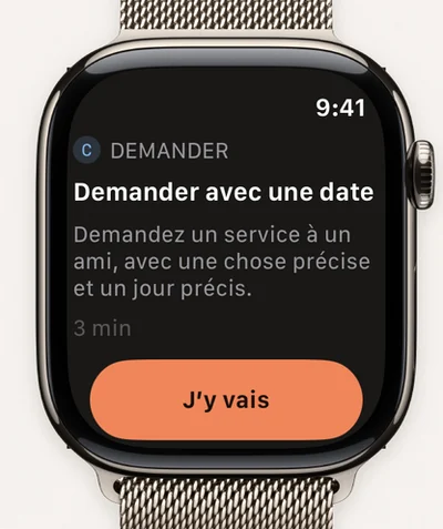DayDare sur Apple Watch : le défi du jour avec le bouton « J’y vais »