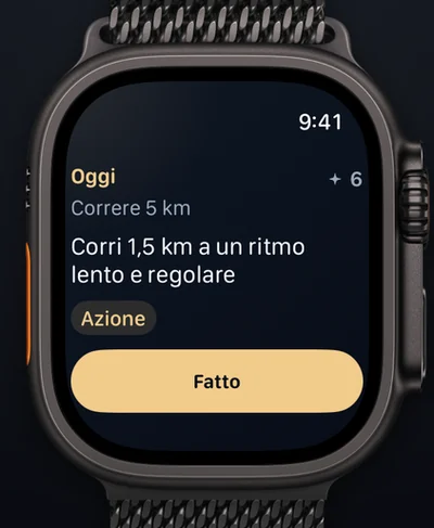 Aimora su Apple Watch: il passo di oggi con un pulsante per completarlo