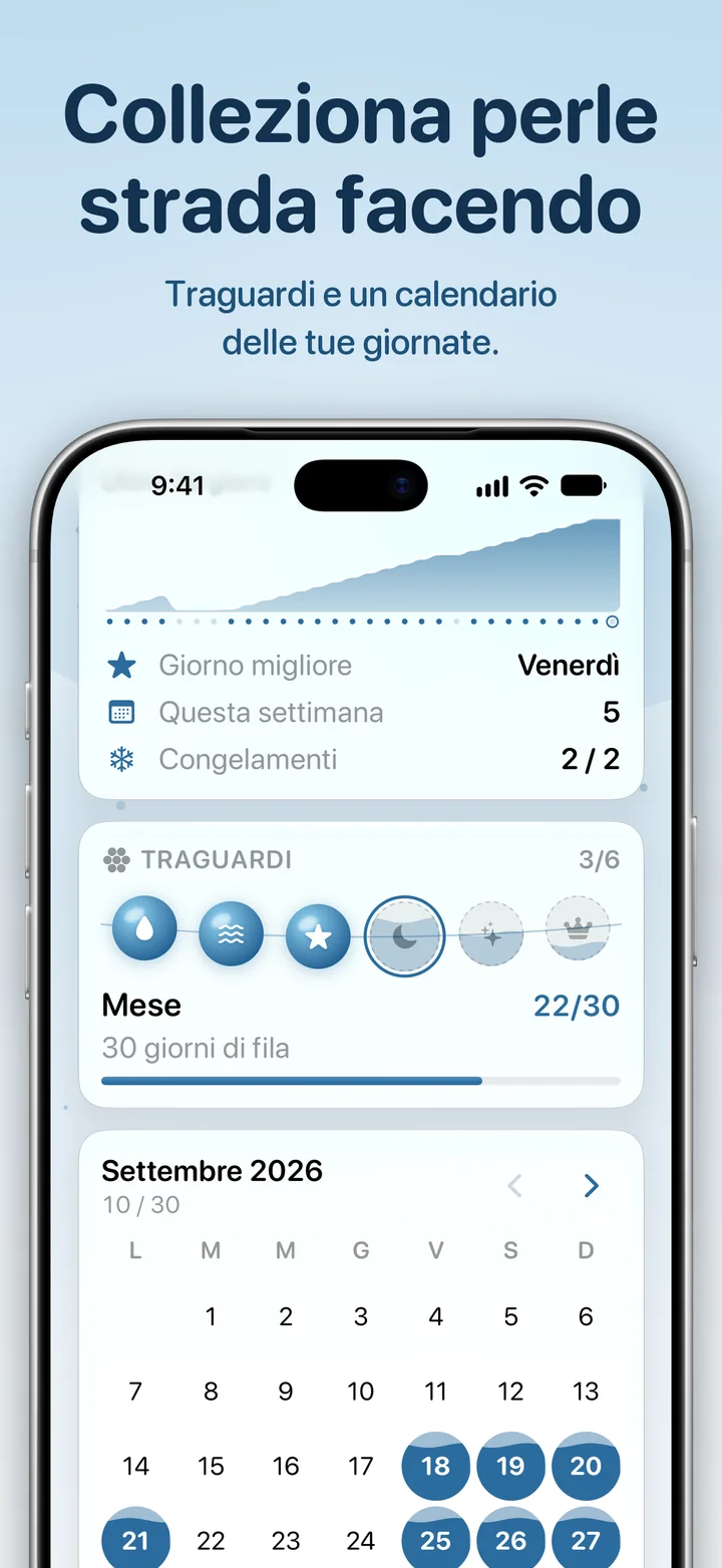 Ripply: perle per i traguardi e un calendario dei giorni completati