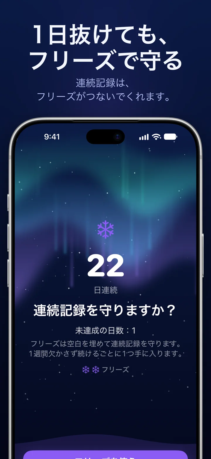 1日休んだあと、22日の連続記録を守るためにフリーズを提案するRipply