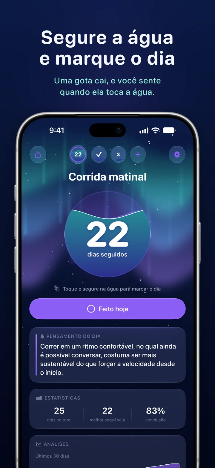 Ripply: toque e segure a água para marcar o dia