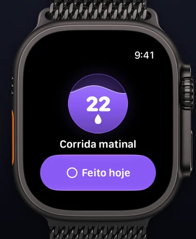 Ripply no Apple Watch: uma sequência de 22 dias e um botão para marcar o dia