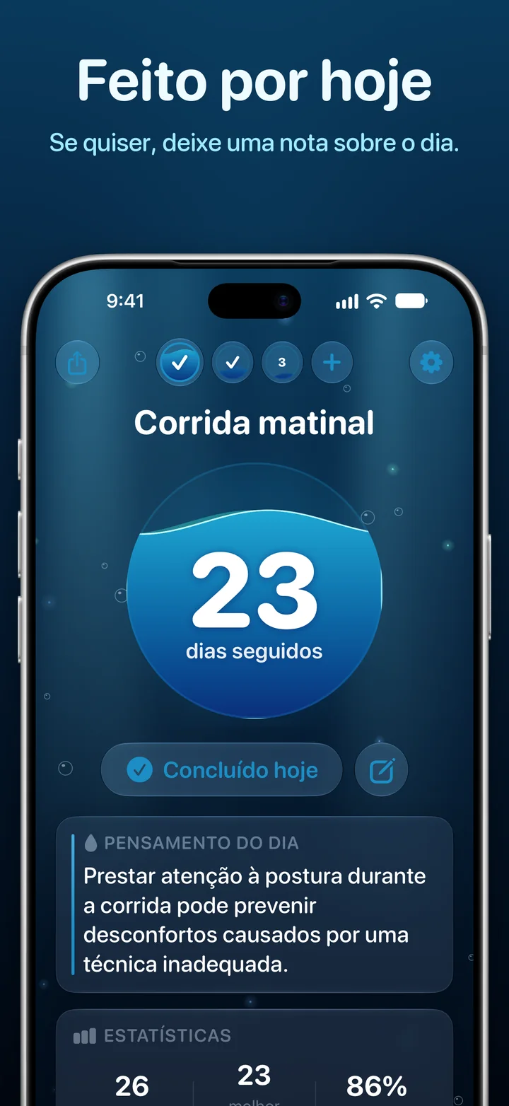 Ripply: o dia já está marcado, com um botão para adicionar uma nota