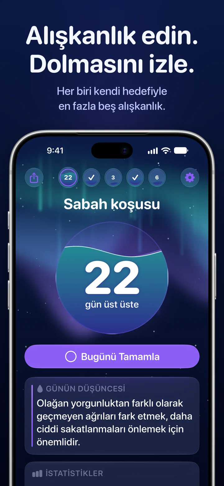 Ripply: 22 günlük serisi olan bir alışkanlık küresi ve “Bugünü Tamamla” düğmesi