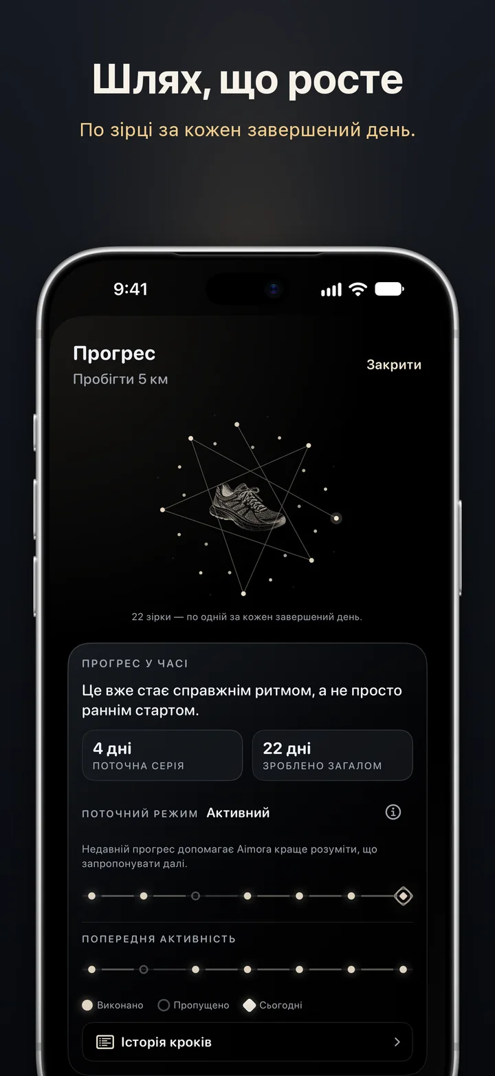 Aimora: дивись, як росте твій шлях, — зірка за кожен день